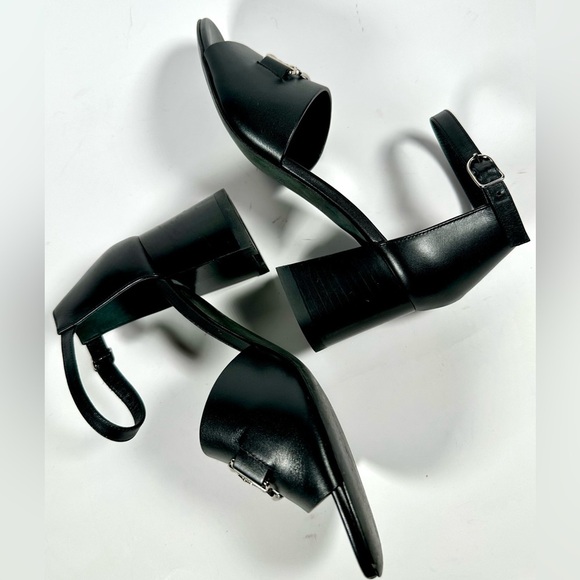 HERMES Viaggio 60 Calfskin Leather Ankle Strap Sandals 35 Black - Picture 15 of 15